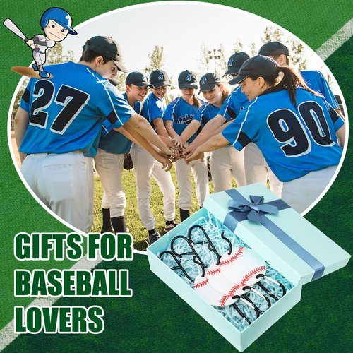 CroBlissful 12 Pcs Bag Hook for Fence, Sports Fence Hook, Bag Clip for Fence, Metal Backpack Hooks with Acrylic Board, Fence Hooks for Bat Bag Water Bottle Lover Player Gifts (Baseball)