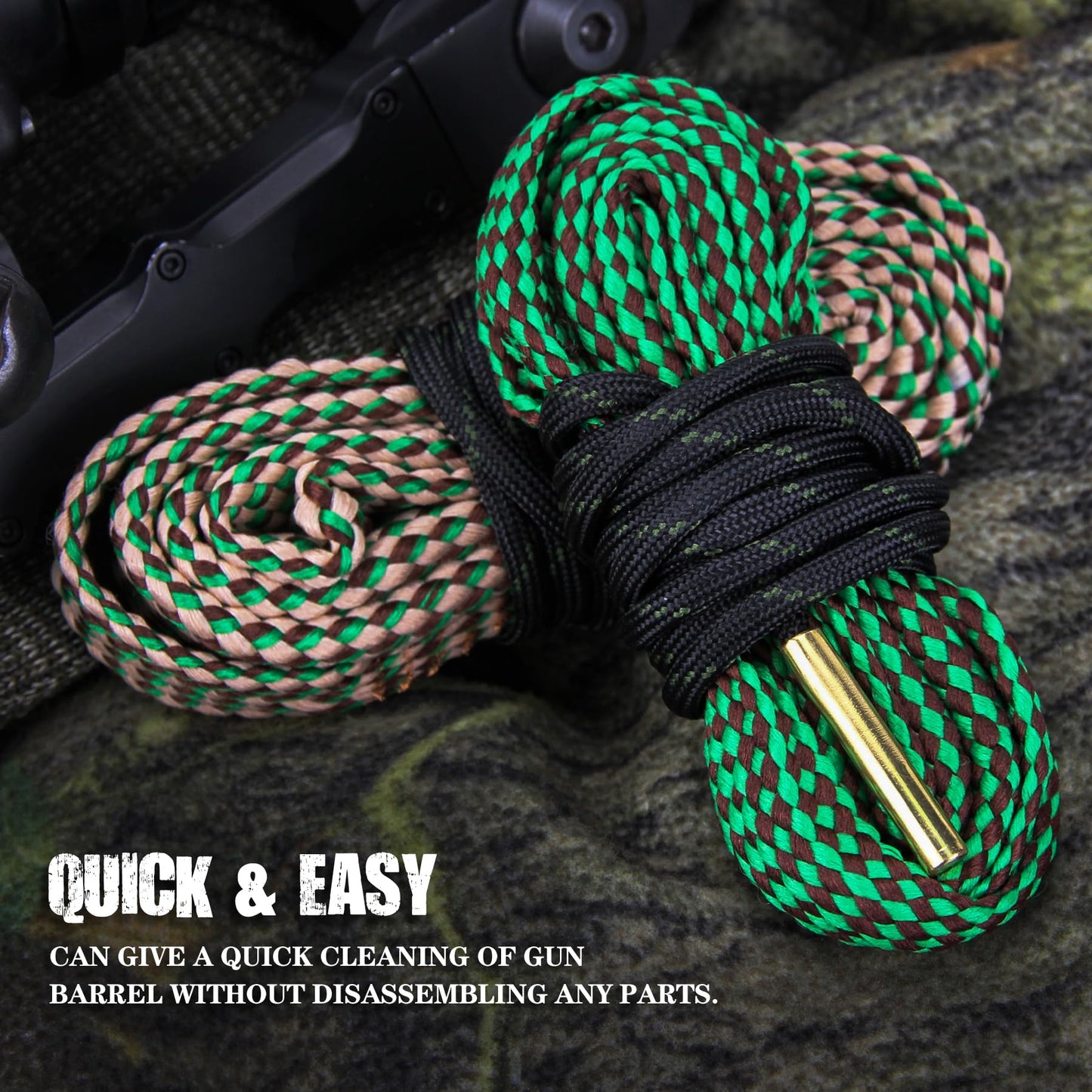 VicBre Gun Snake Brush Barrel Rope for Caliber .22/.223/5.56mm and .308/.3030/.300/.303 Cleaner Rifle Cleaning Kit