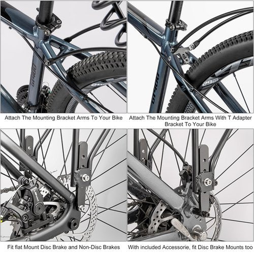 Rear Bike Basket with Rack - Rear Rack with Fixed Basket for Disc Brake/Non-Disc Brake Mount - Bicycle Basket Cargo Touring Carrier fit 26”-29” and 700c