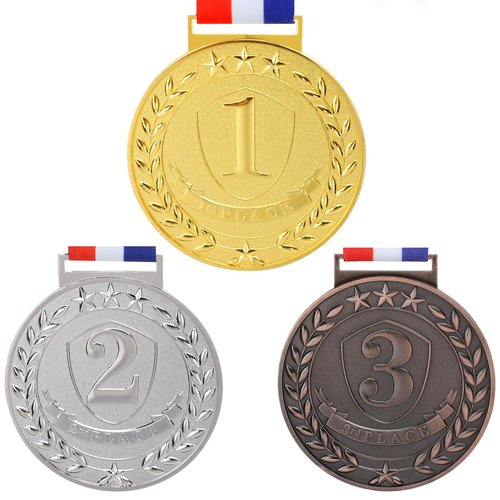 Abaokai 1st, 2nd, 3rd Award Medals - 3 Inches Olympic Style Winner Medals Gold Silver Bronze Prizes for Competitions, Party (Gold Silver Bronze-3pcs)