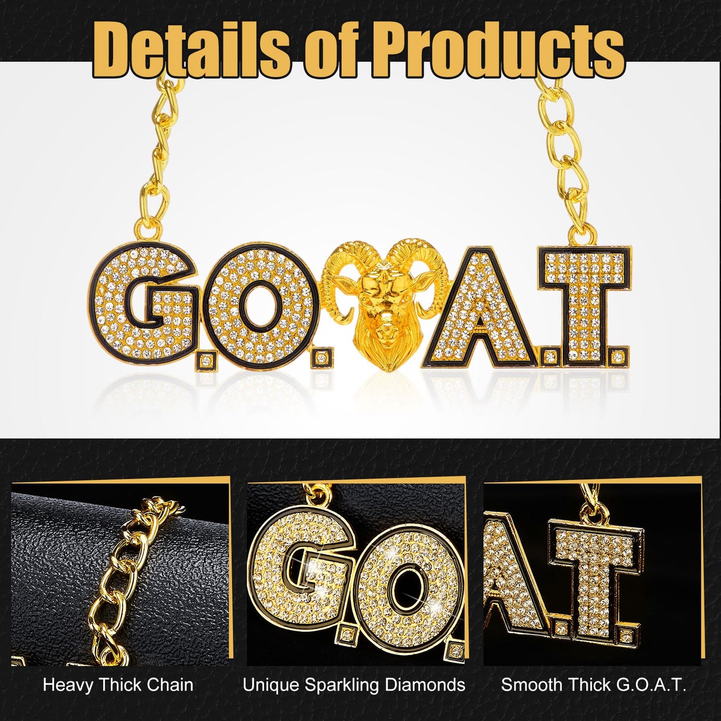 Loetere 1 Pcs Goat Chains Necklace Gold Champion Award Winner Prize Trophy Most Valuable Player Award for Adults Team Player Sports Football Soccer Baseball Softball Game Party Favor