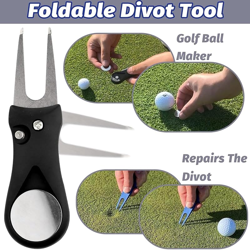 7Pcs Golf Accessories Kit with Towel, Cleaner, Diver Tool, Score Counter & Black Variation