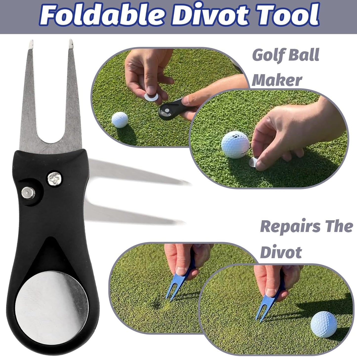 karamagic 11 Pcs Golf Accessories Kit, Include Golf Tees Golf Towel Golf Ball Bag with Hook Cleaner Brush Golf Ball Marker Golf Divot Tool Golf Score Counter