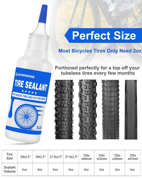 Beanewone Tubeless Tire Sealant, Tubeless Bike Sealant - 2oz per Bottle, Long-Lasting for MTB, No Tubes and Tubeless Tires. No Tire Removal, Directly Refills in Under 30s(2oz X 3 Bottles)
