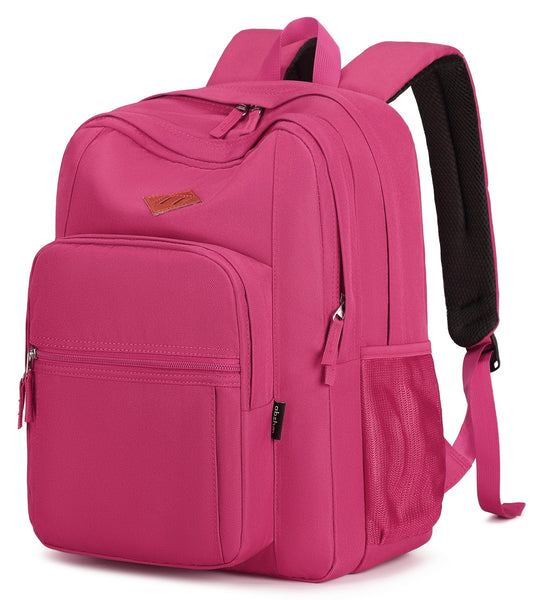 abshoo Girls Solid Color Backpack For College Women Water Resistant School Bag (Rose Red)