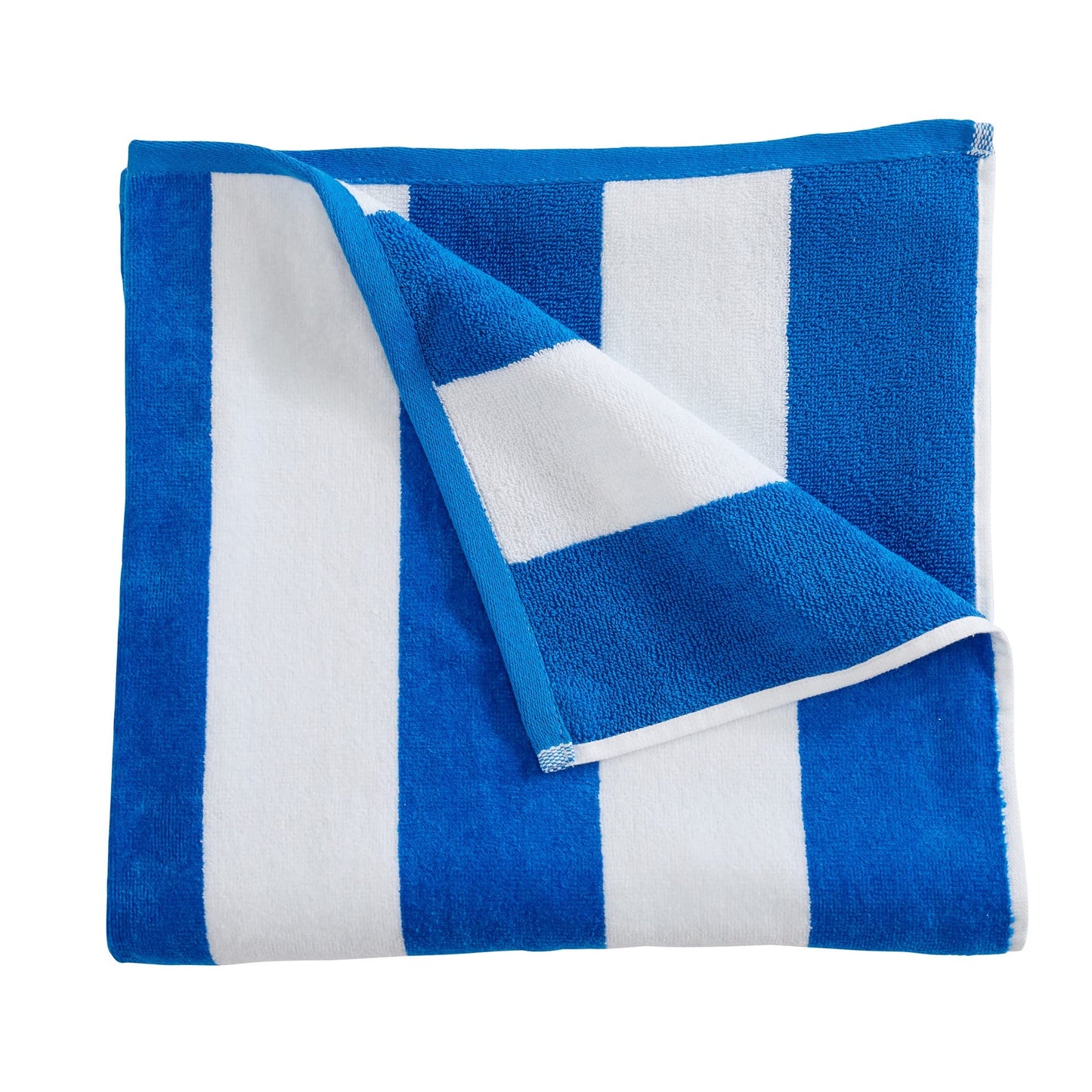 Market & Place 100% Cotton Velour Cabana Stripe Beach Towel Set 30" x 60" - Ultra Soft, Plush, & Highly Absorbent Towels for Pool, Beach, & Swimming. Marina Collection (4-Pack, Royal Blue)