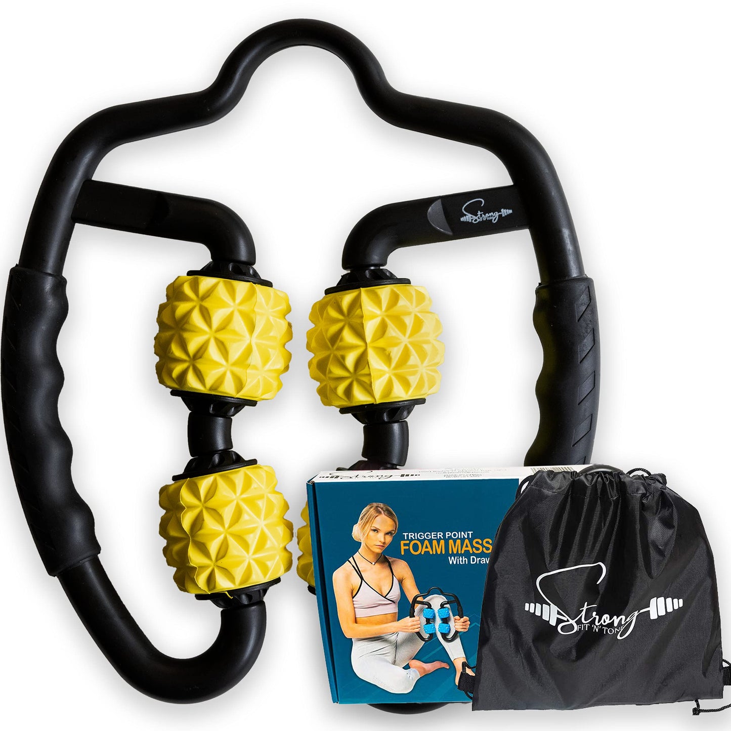 Muscle Roller for Muscles Deep Tissue/w Drawstring Gym Bag | Cellulite Remover Myofascial Massage Tool - Tennis Elbow Massager, Calf, Leg n Forearm Roller I High Density Foam Roller