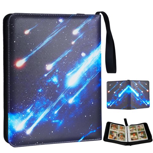 Bocenaia 4-Pocket Card Binder - 440-Pocket Trading Card Binder with 55 Removable Double-Sided Sleeves, Collectible Trading Card Albums for Sports Cards, Game Cards, Top Loader Binder - Star