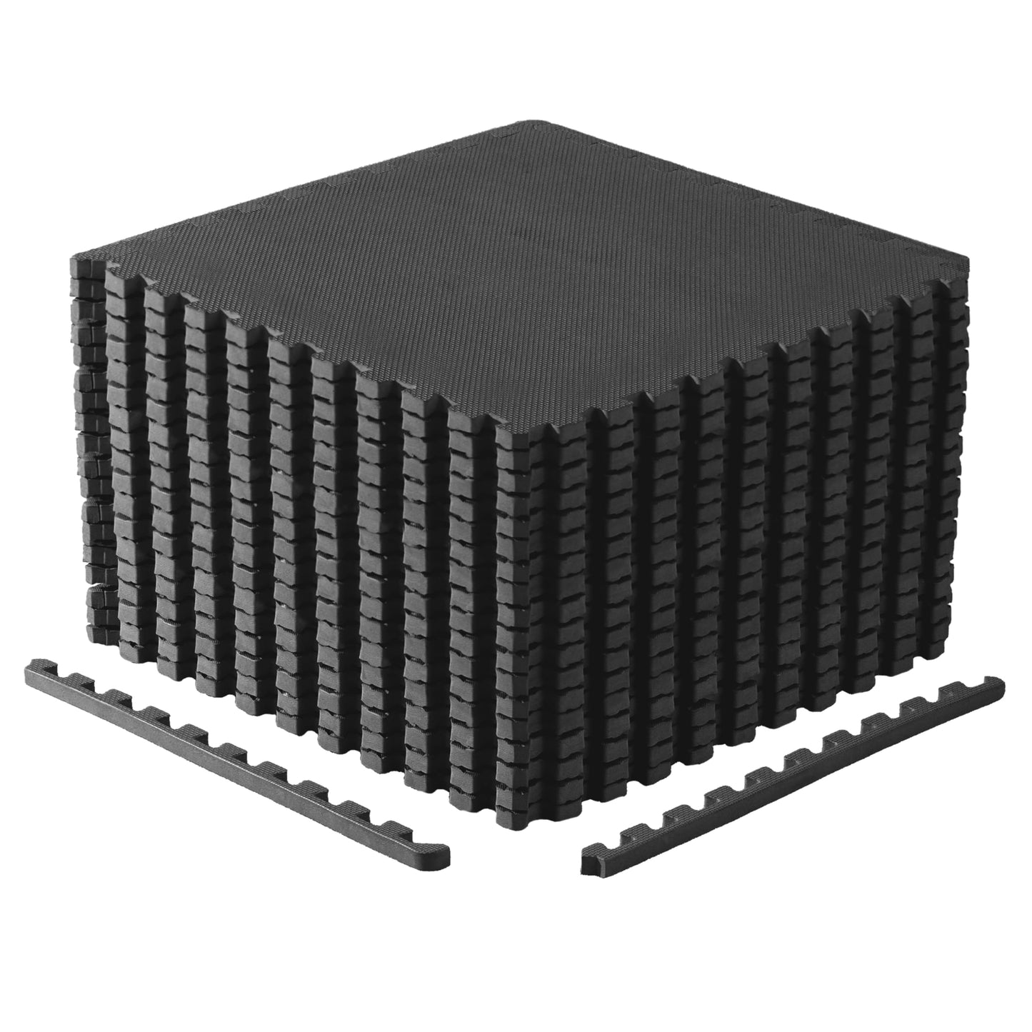 CAP Barbell 3/4-Inch Interlocking EVA Foam Exercise Puzzle Mat Home Gym Flooring - 3 Pack | 24" x 24" x 3/4" | T Pattern - Black