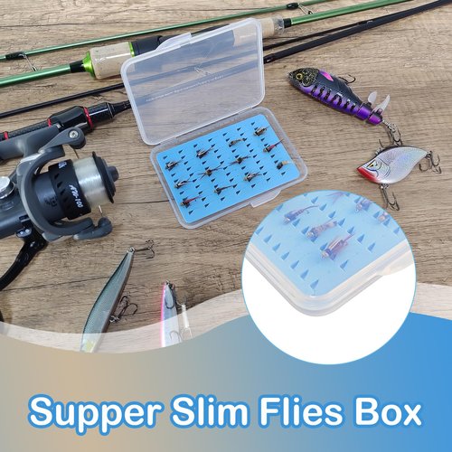 Aventik Super Slim Fly Fishing Trout Flies Fly Box Clear Fly Lures Hook Box 4PC (H065MB)