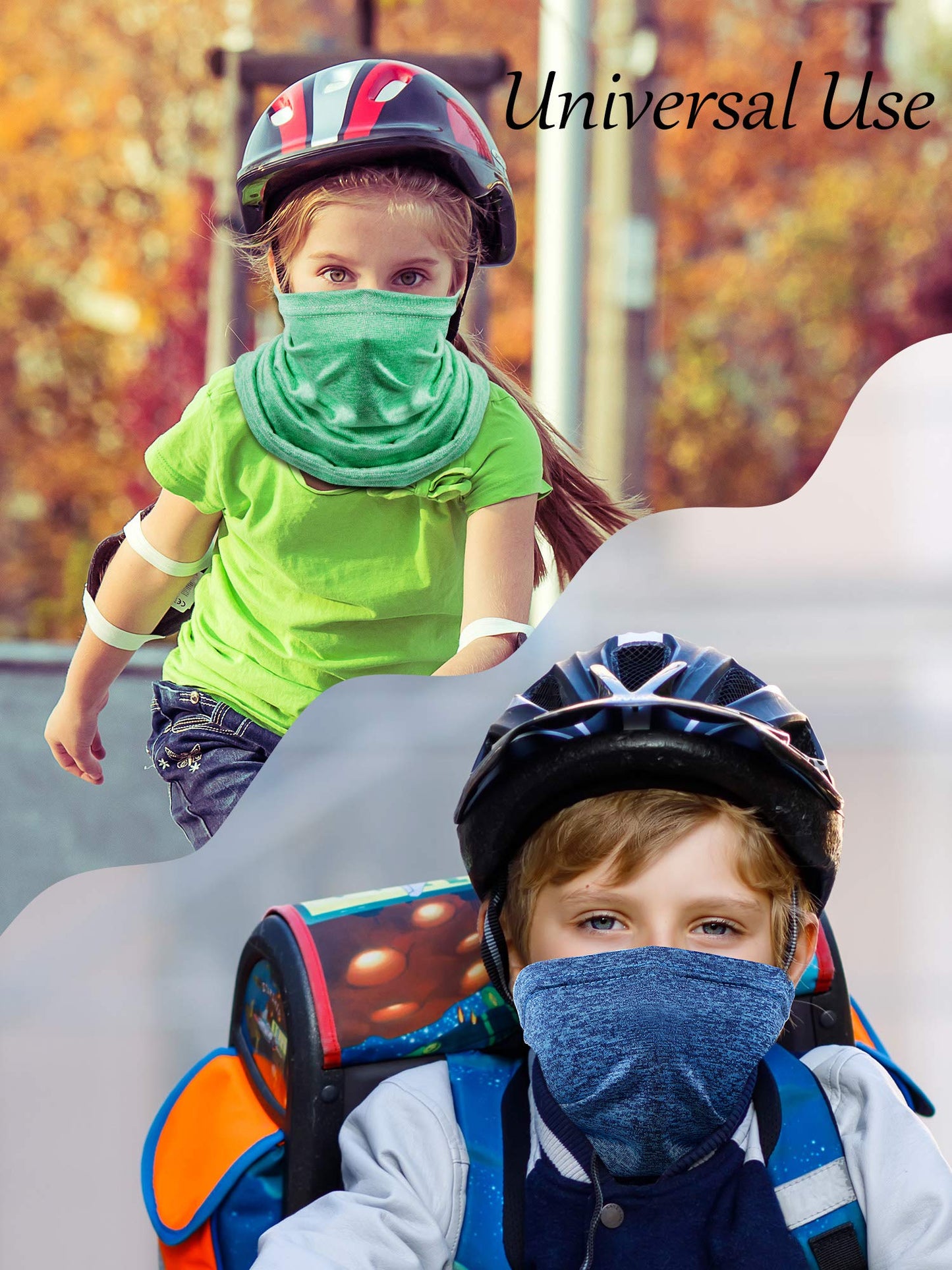 SATINIOR 4 Pieces Kids Summer Neck Gaiter Unisex Cooling Face Cover Scarf Breathable Sun Bandana Fishing Cycling Mask(Black, Grey, Blue, Green)