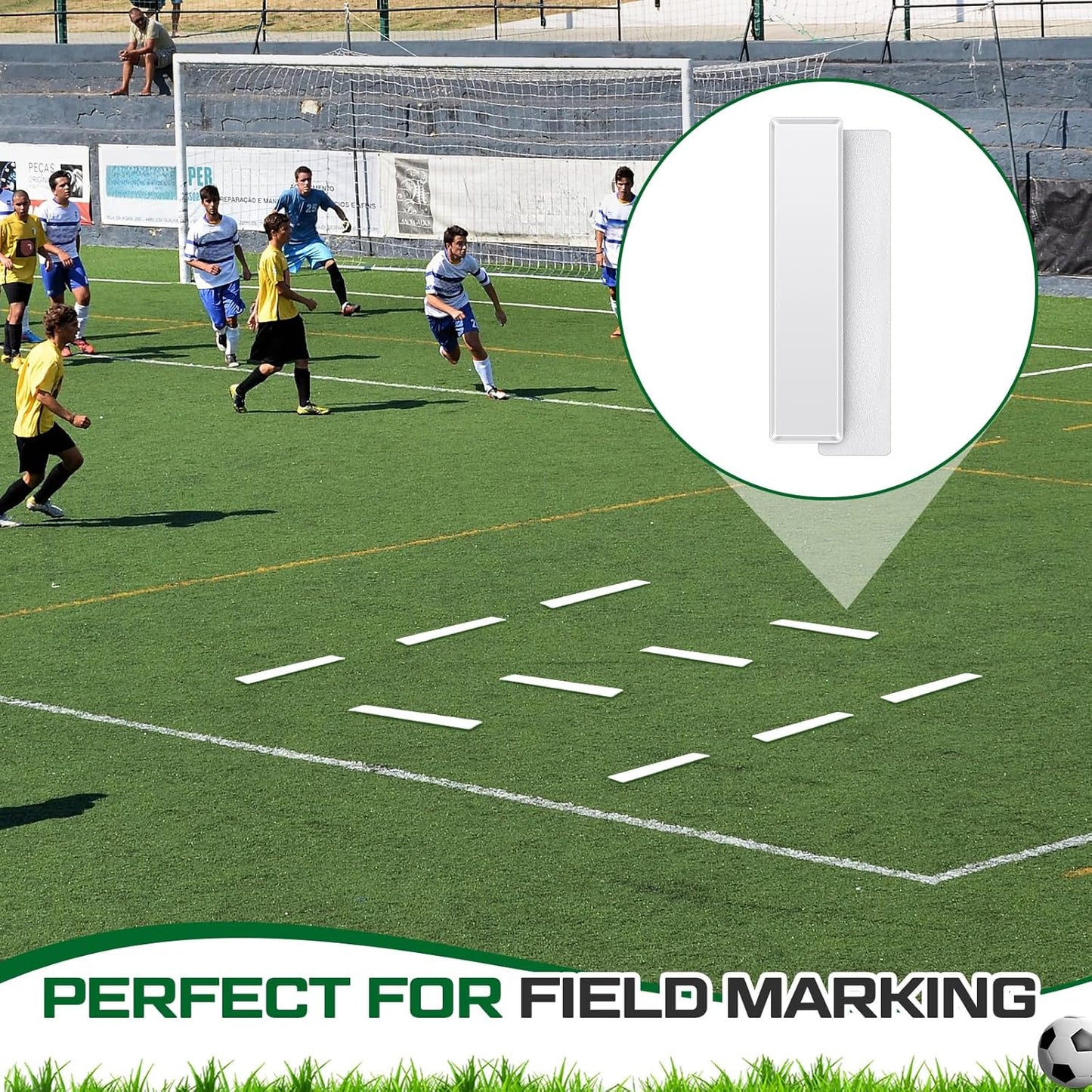 10 Pcs Court Line Marker Kit Flat Rectangular Gym Floor Spot White Boundary Markers Agility Training Accessories for Soccer Basketball Volleyball Badminton Outdoor