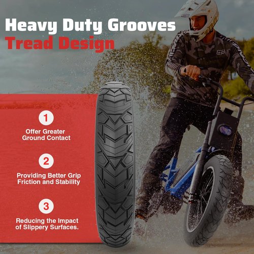 ZUKKA 20 x 4.0 E-Bike Tire 1/2 Pack Fat Tire High Performance Fat White Wall Replacement Folding Mountain Bike Tire High-Density Bike Tires for MTB E Bikes