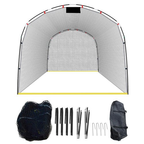 Sharellon 13×10×8FT Baseball Softball Batting Cage, Black Portable Batting Cages for Backyard Outdoor Pitching Practice Net，Baseball Batting Practice Net, Indoor Training Cage with Ground Frame