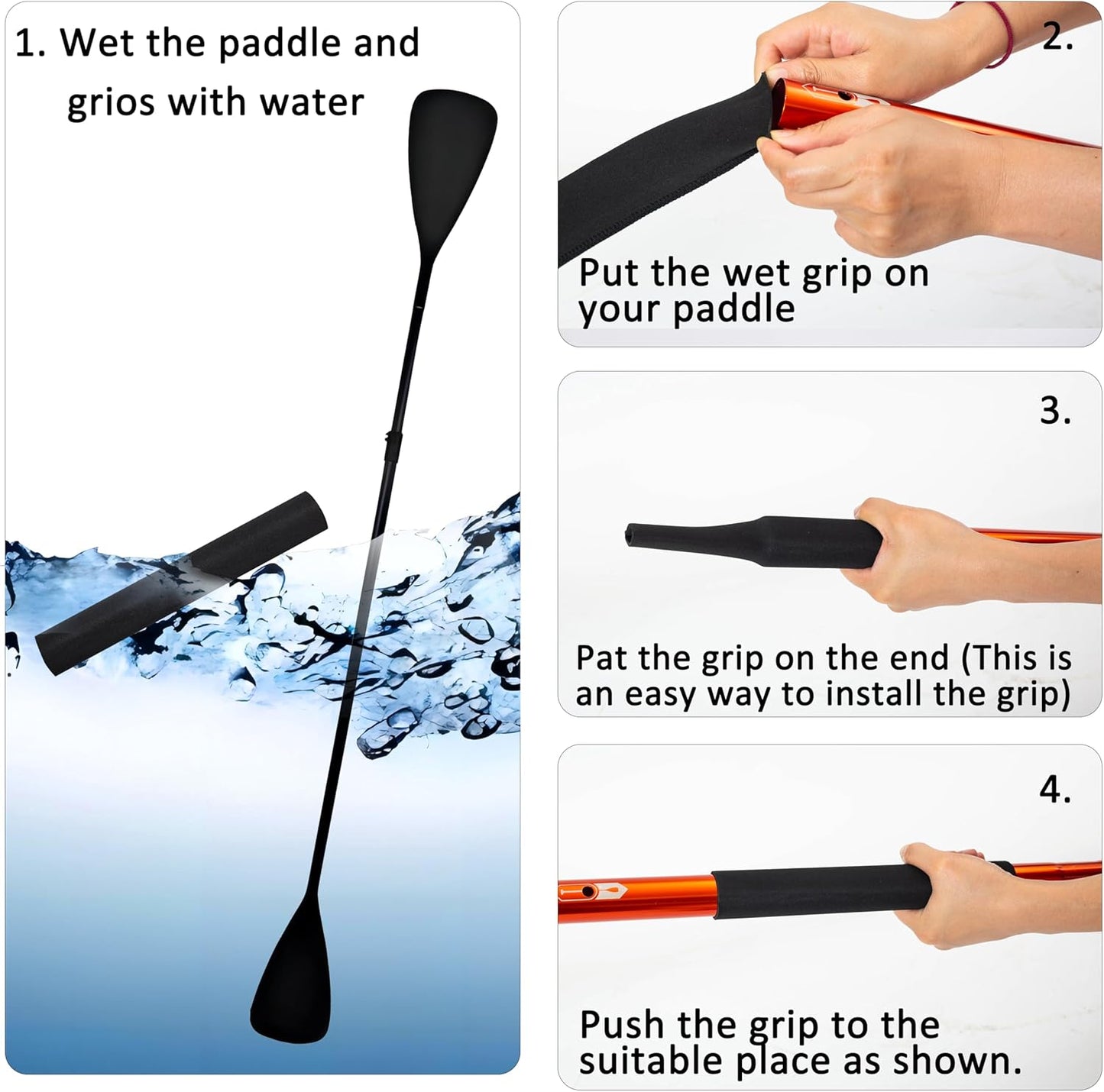Kayak-Paddle-Grips-2-Pack - No-Slip Oar-Grip for Take-Apart Paddles,Blister Prevention Kayaking Accessories(Diameter 30mm/1.18 inches)
