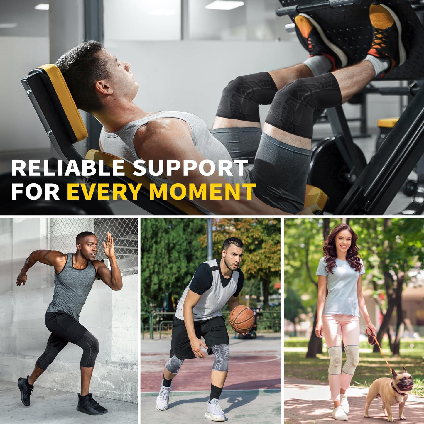 CAMBIVO Knee Brace for Knee Pain, Medical Grade Knee Compression Sleeve with Side Stabilizers & Patella Gel Pad for Meniscus Tear, Arthritis, ACL, Running,Workout, Daily Use(Black, Medium)