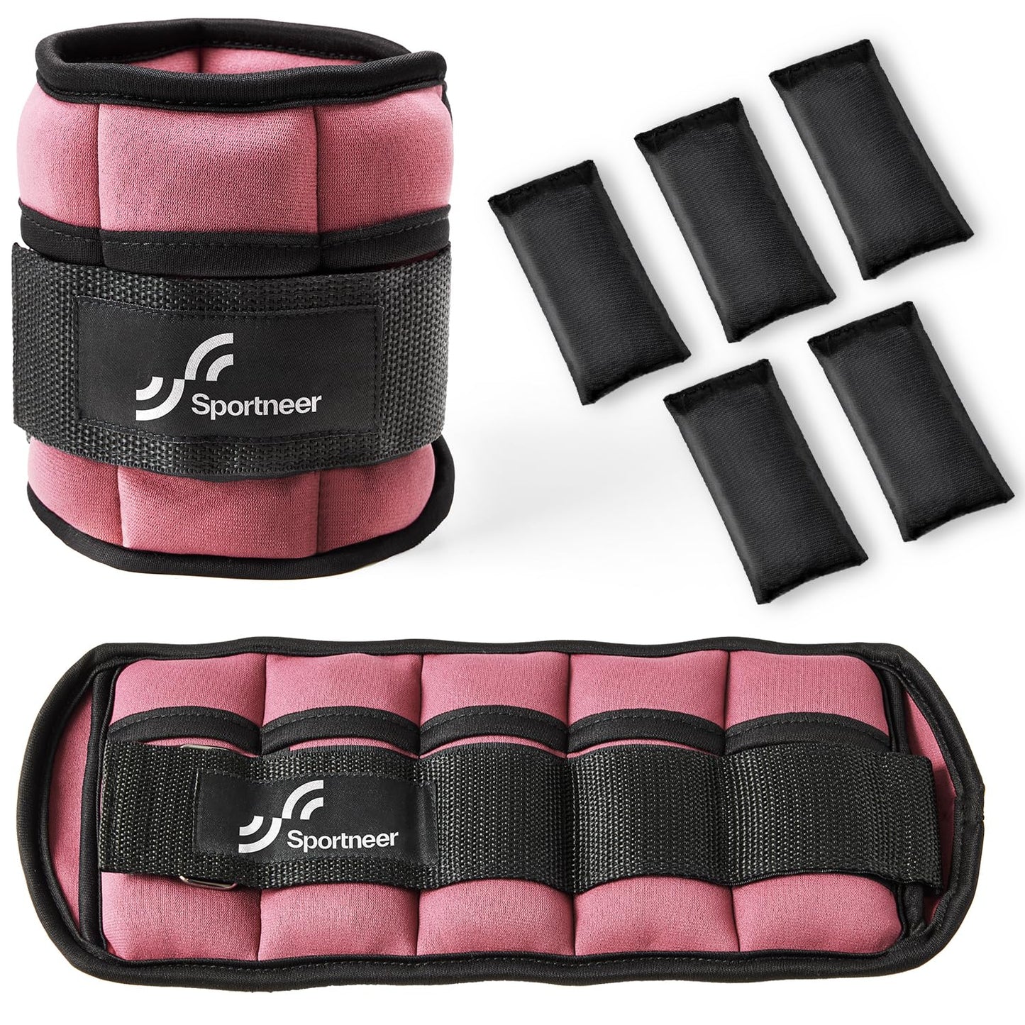 Sportneer Adjustable Ankle Weights Set - 1 Pair (2-10 lbs) Removable Sandbags for Women & Men, Comfortable Neoprene Leg Weights for Walking, Running, Pilates, Yoga, Home Workout & Physical Therapy