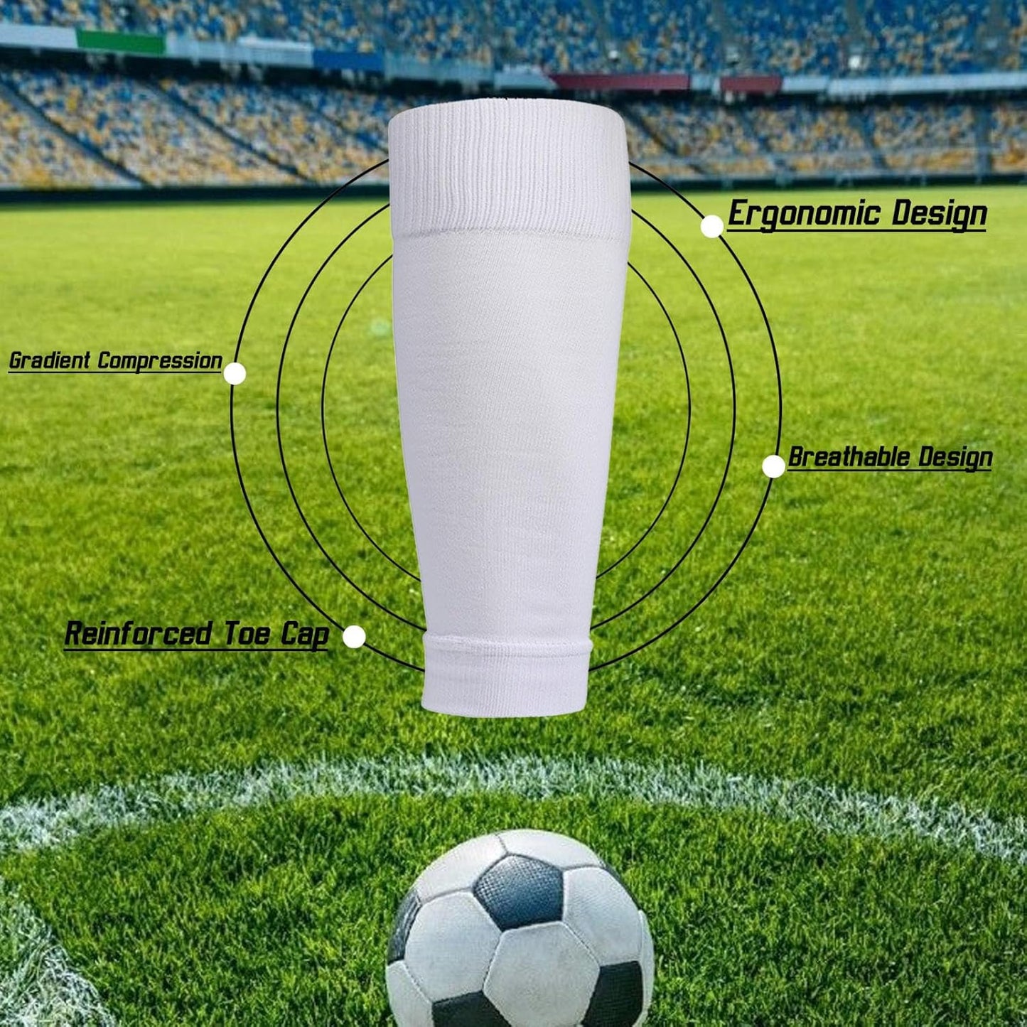 2/4 Sets Youth Grip Soccer Socks with Shin Guard Sleeves Kids Sleeve Socks for Boys Girls 7-14 for Soccer Basketball