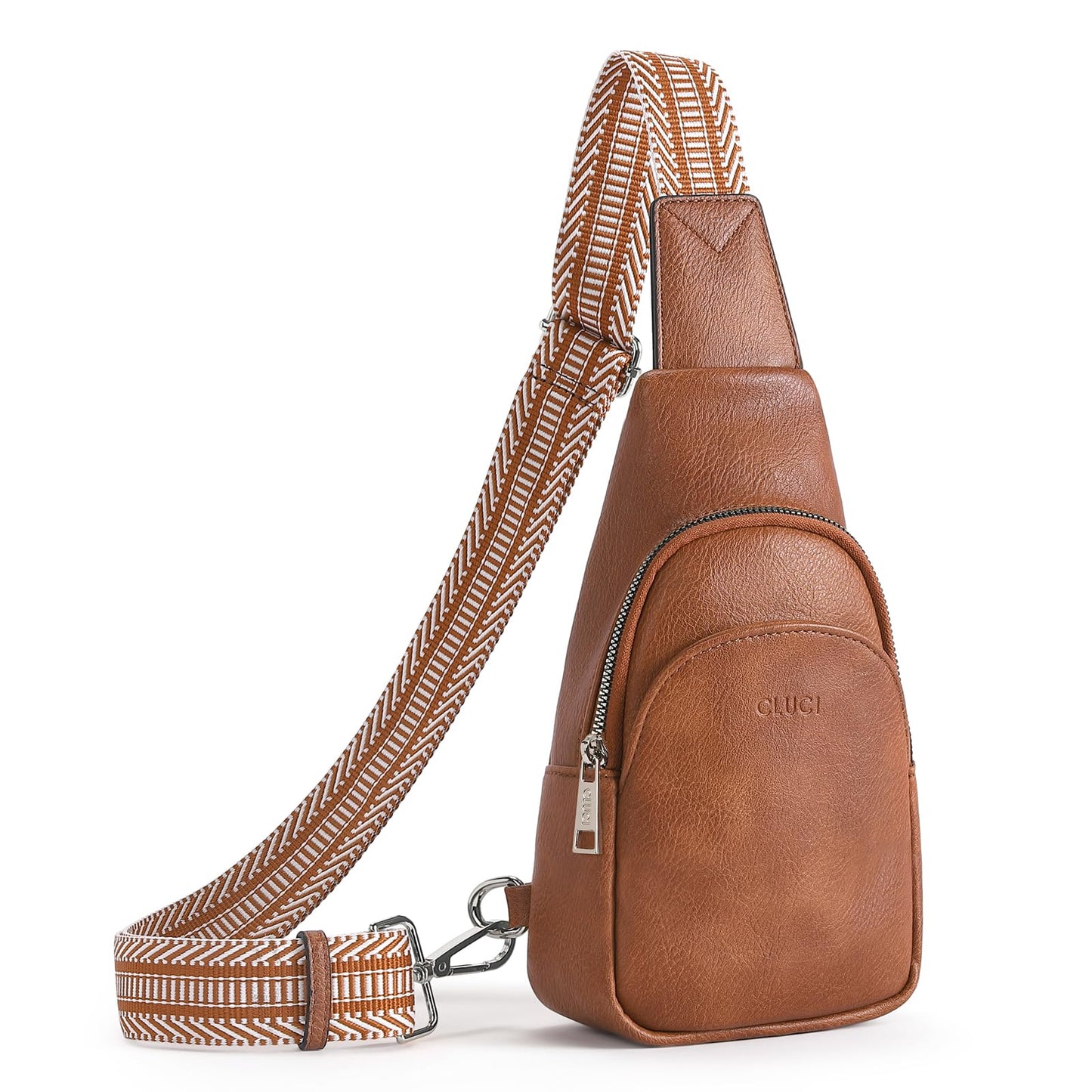 CLUCI Small Sling Bag for Women, Vegan Leather Fanny Pack Crossbody Bags for Women, Chest Bag With Guitar Strap