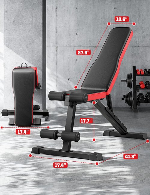 Adjustable Weigh Bench, 660LBS Heavy Duty Foldable Workout Bench Press for Home Gym, 8-Position Incline/Decline/Flat Exercise Bench for Full Body Strength Training, Fast Folding & Compact Storage