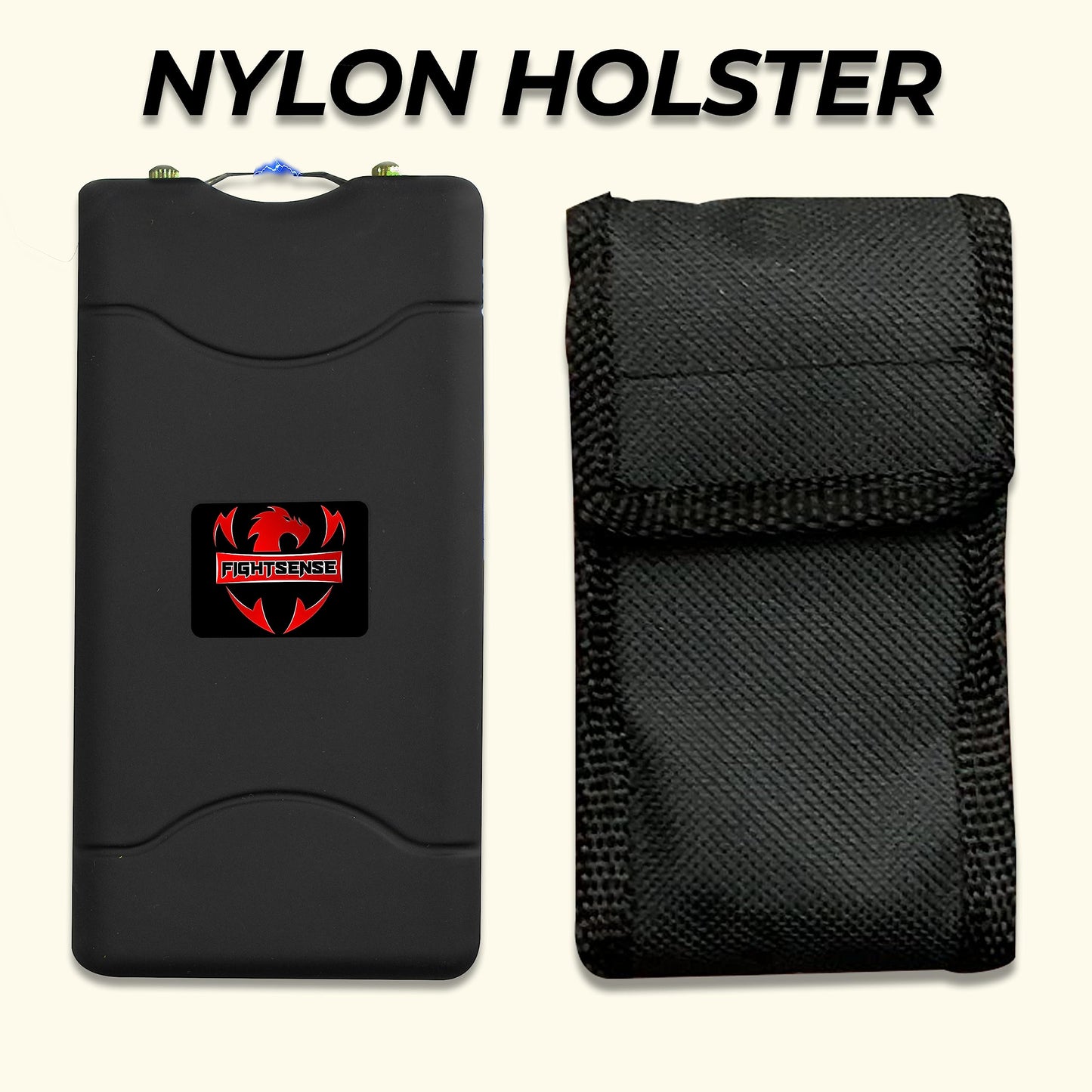FIGHTSENSE Super Heavy Duty 35 Billion Mini Stun Gun for Self Defense with Bright Led Flashlight, Rechargeable Battery, Nylon Holsters with Belt Loop for Easy Cary