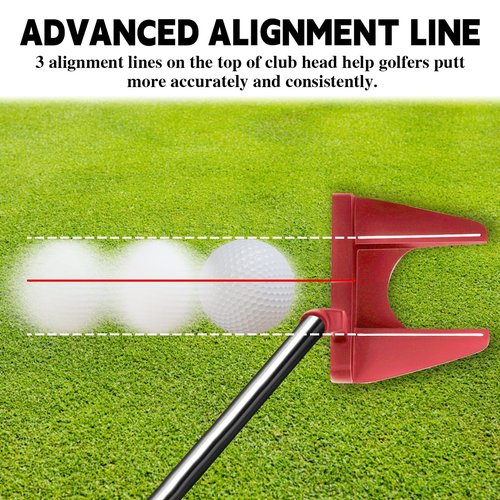 MAZEL Tour GS Men's Golf Putter,Right Handed,Golf Head Cover Included (GS3-Red Grip)