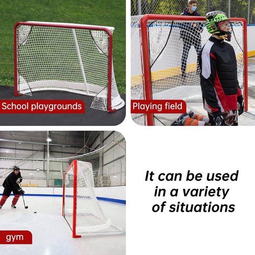 Runhike DM-EZQGQW White Hockey Net Compatible with EZGoal, 72" Wide x 48" High, 4 Removable Target Pockets, NET ONLY
