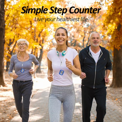 3D Pedometer for Walking, Simple Step Counter for Walking with Removable Clip and Lanyard, Accurate Pedometers for Steps, Step Tracker with Large Display for Men Women and Kids (Blue)