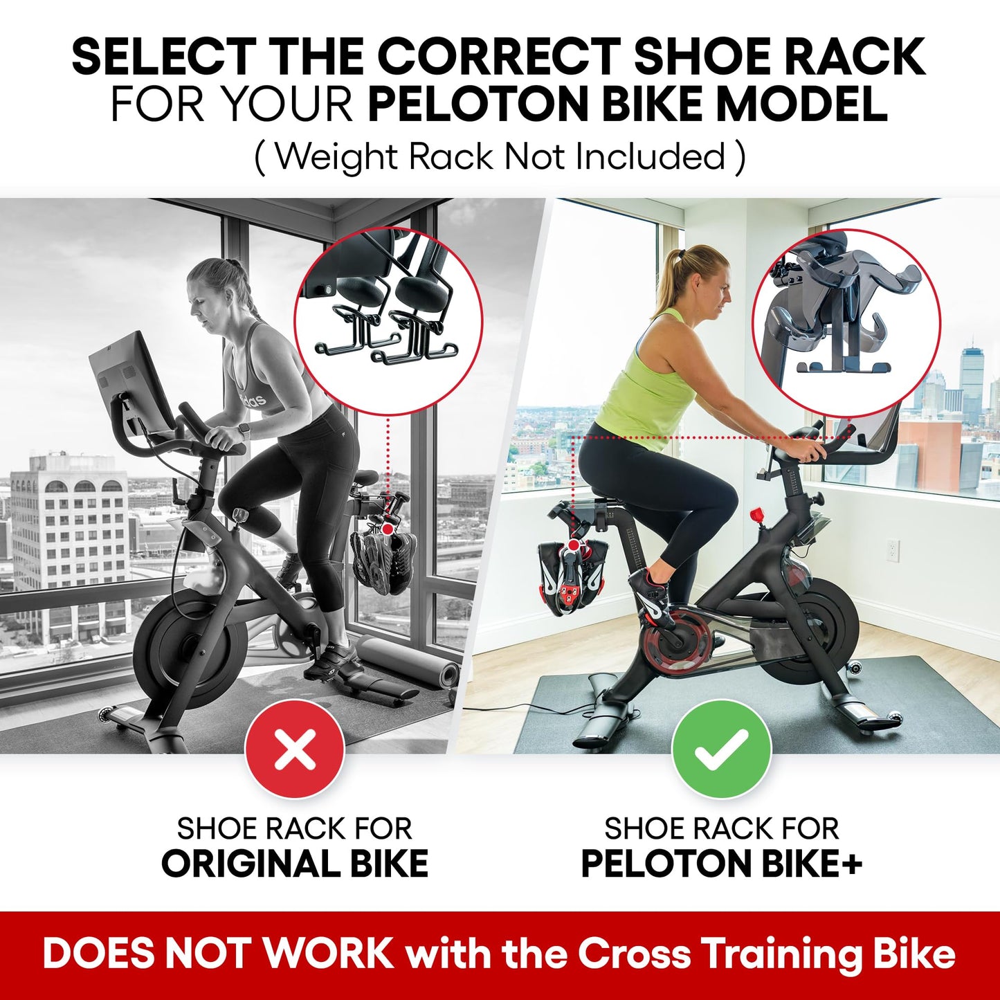 Metal Shoe Hanger for Original Peloton Bike Plus, Holds 2 Pairs of Shoes, Perfect Accessories for Original Peloton Bike+, Shoe Holder for Peloton, Solid Metal Shoe Rack