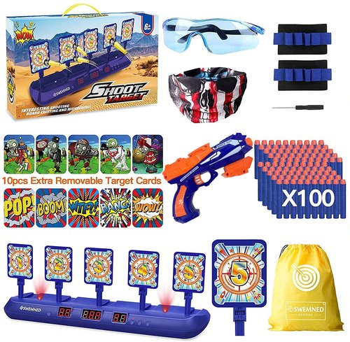 Digital Shooting Targets for Nerf Guns Practice Toy, Upgrade 5 Targets Auto Reset 3 Game Mode Electronic Scoring, Ideal Fun Gifts Toys for Age 5,6,7,8,9,10,11,12,13+ Year Old Kids/Boys/Girls