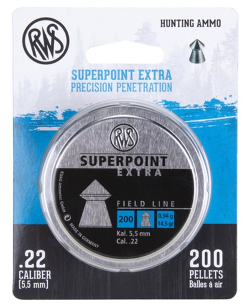 Umarex RWS Superpoint Extra Field Line Pellet Gun Pellets, 22 Caliber, 14.5 Grains, 200 Count