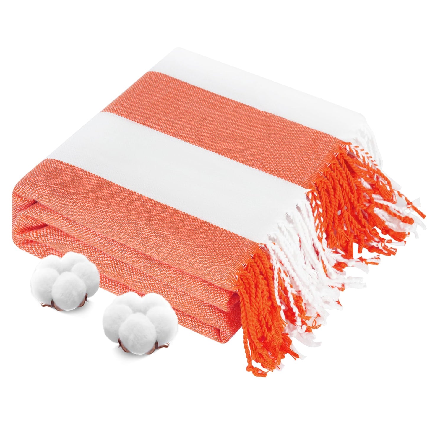 Oversized Cotton Turkish Beach Towels 74"x38" Thin Quick Dry Sand Free Pool Swim Bathing Towel Extra Large Blanket Adult Travel Essentials Accessories Must Haves Summer Vacation Orange-red Striped