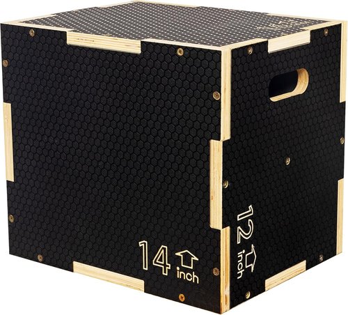 Aurorafy Plyo Box, 3-in-1 Wooden Plyometric Jump Box, Box Jump for Home Gym Training Fitness Workout Exercise, 12"x14"x16"