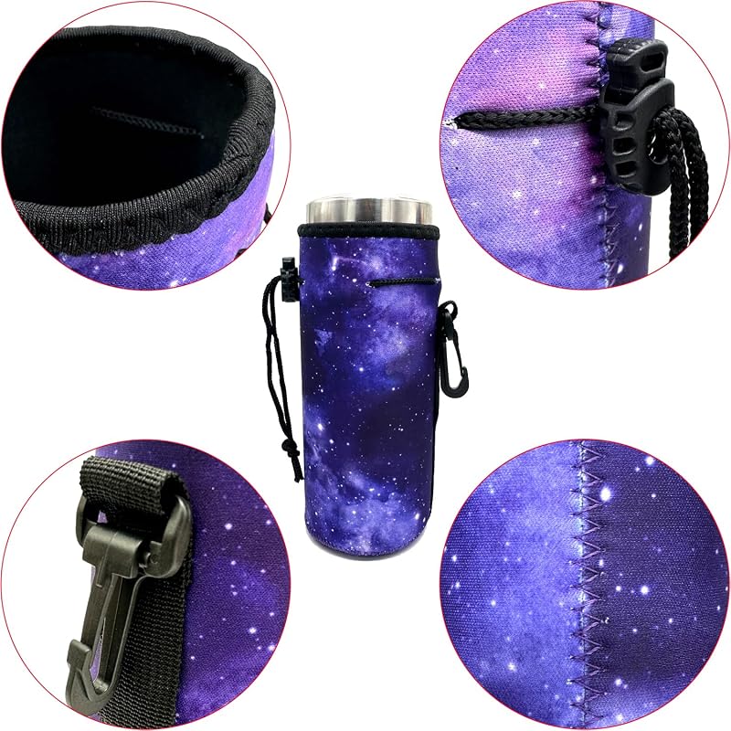 Wanty 20 oz Neoprene Insulated Bottle Carrier Sleeve with Adjustable Strap - Purple Sky