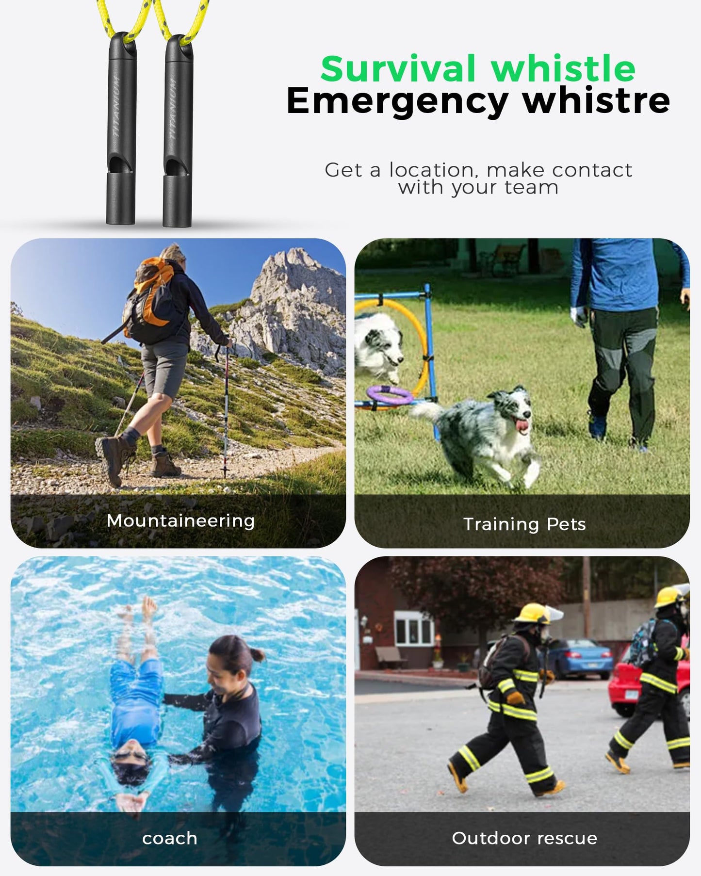 IUMIUN Titanium Small Emergency Whistle,120db Safety Survival Whistles with Lanyard, Outdoor Whistle for Coaches,Sports,Dog Training,Hiking,Life Saving (Black 1 Pack)