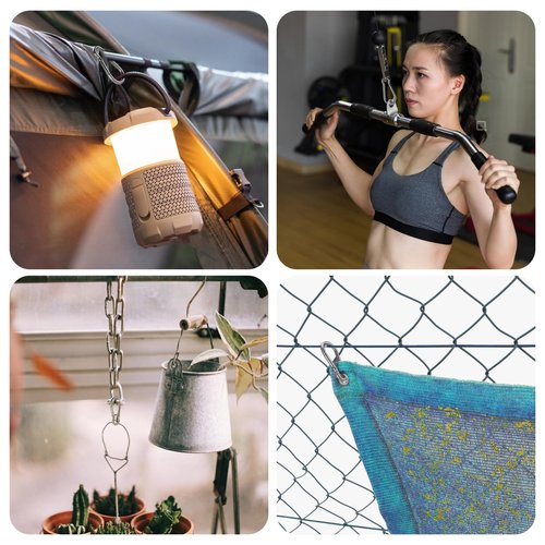 8 PCS Heavy Duty Carabiner Clips, 【NO Rust】 1360lbs 304 Stainless Steel Carabiners, 2.36 inch D-Ring Snap Hook Keychain Spring Clips for Gym, Pet leashes, Camping, Car, Farm