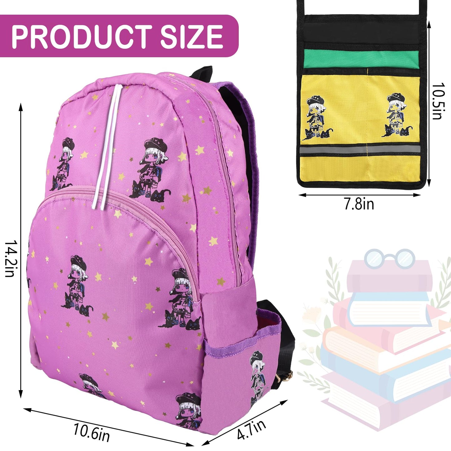 Offstar Leisure Backpack, Travel Backpack, Simple Cute Backpack, Anime Theme Bag, Sports Backpack, Suitable for Lighter Days or Weekend Outings, Pink