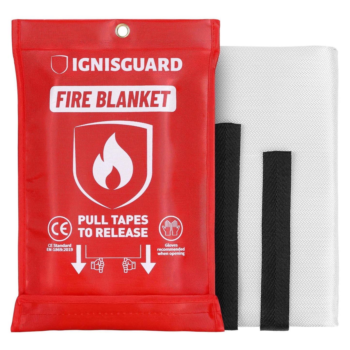 IGNISGUARD Emergency Fire Blanket for Home and Kitchen, 1-Pack 40"x40", Fiberglass Fire Blankets Emergency for Home BBQ Grill Camping Car Office Warehouse Picnic Fireplace Fireproof Survival Safety