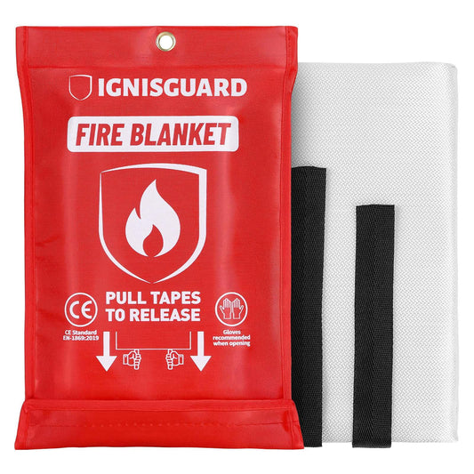 IGNISGUARD Emergency Fire Blanket for Home and Kitchen, 1-Pack 40"x40", Fiberglass Fire Blankets Emergency for Home BBQ Grill Camping Car Office Warehouse Picnic Fireplace Fireproof Survival Safety