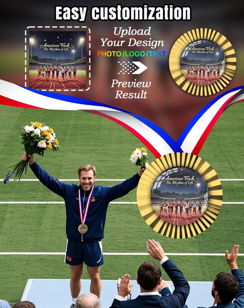 BSTWARM Custom Medals ??Design Your Own Personalized Award with Your Text, Logo, or Image (Gold)