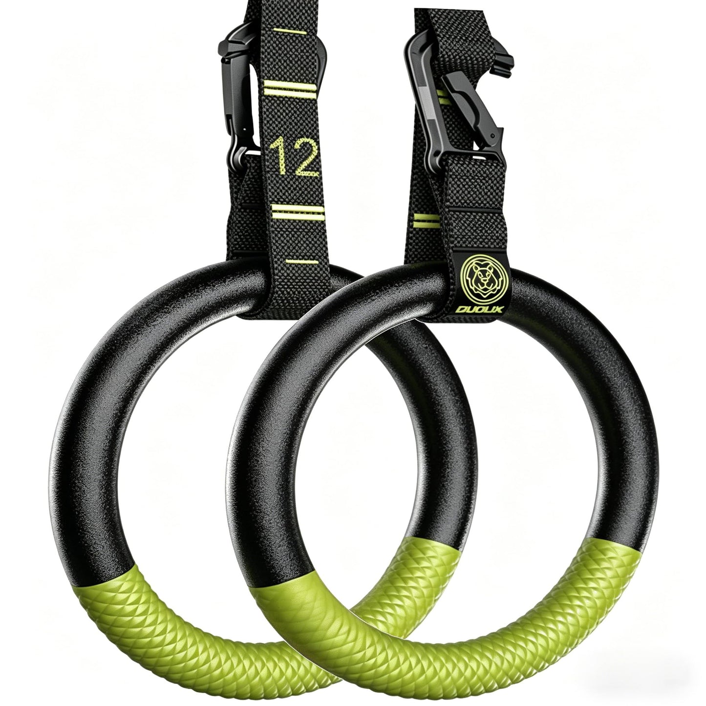 QUOLIX Gymnastic Rings & Olympic Rings with Adjustable Straps, Non-Slip Pull Up Rings with Straps, 1300lbs Exercise Rings for Men Women, Gymnastics Rings for Home Gym, Workout, Exercise, Calisthenic
