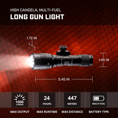 Streamlight 88066 ProTac Rail Mount HL-X 1000-Lumen Multi-Fuel Weapon Light with Remote Switch, Tail Switch, Clips, and CR123A Batteries, Box, Black