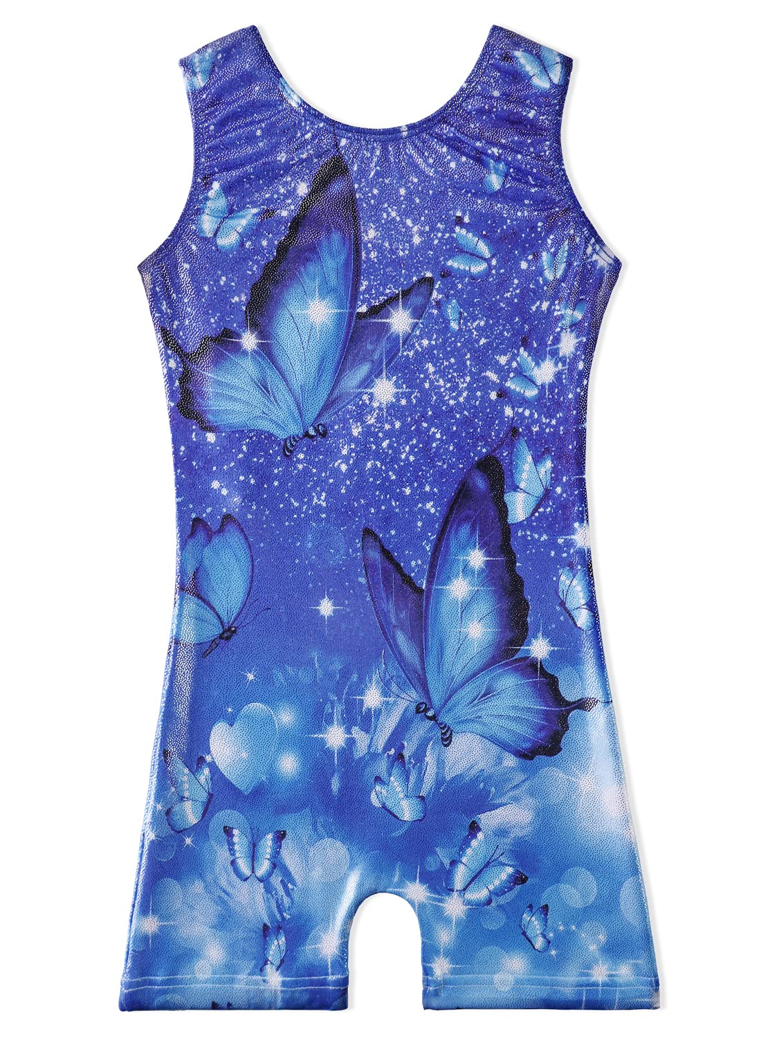 Belovance Gymnastics Leotards for Girls 9 10 Kid Dance Outfit Sparkly Blue Butterfly Biketard Toddlers Child (Butterfly Blue, 9-10 Years)