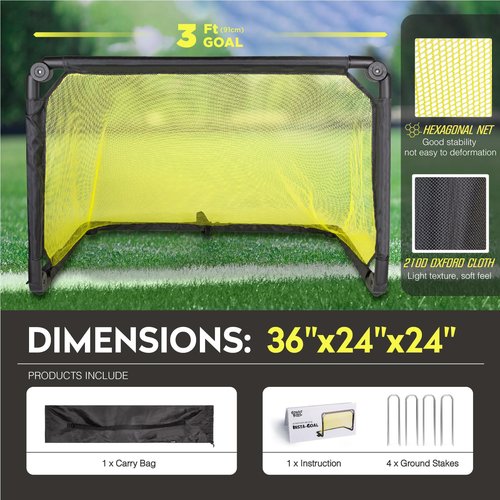 Soccer Goal Net Set up in 1 Sec, Auto Pop Up Soccer Goals 36" x 24" Size, Kids Youth Adult Folding Indoor Outdoor Backyard Goals, Portable Mini Soccer Training Nets