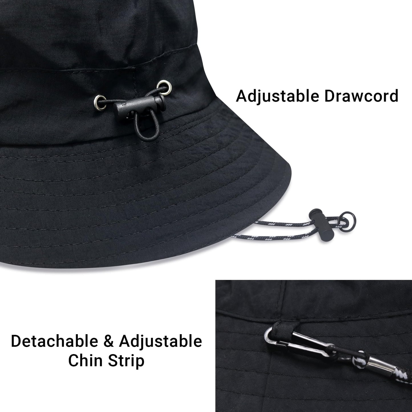 PFFY Waterproof Bucket Hat Rain Quick Dry Hats for Men Women Packable Sun Hat for Fishing Hiking Outdoors Solid Black