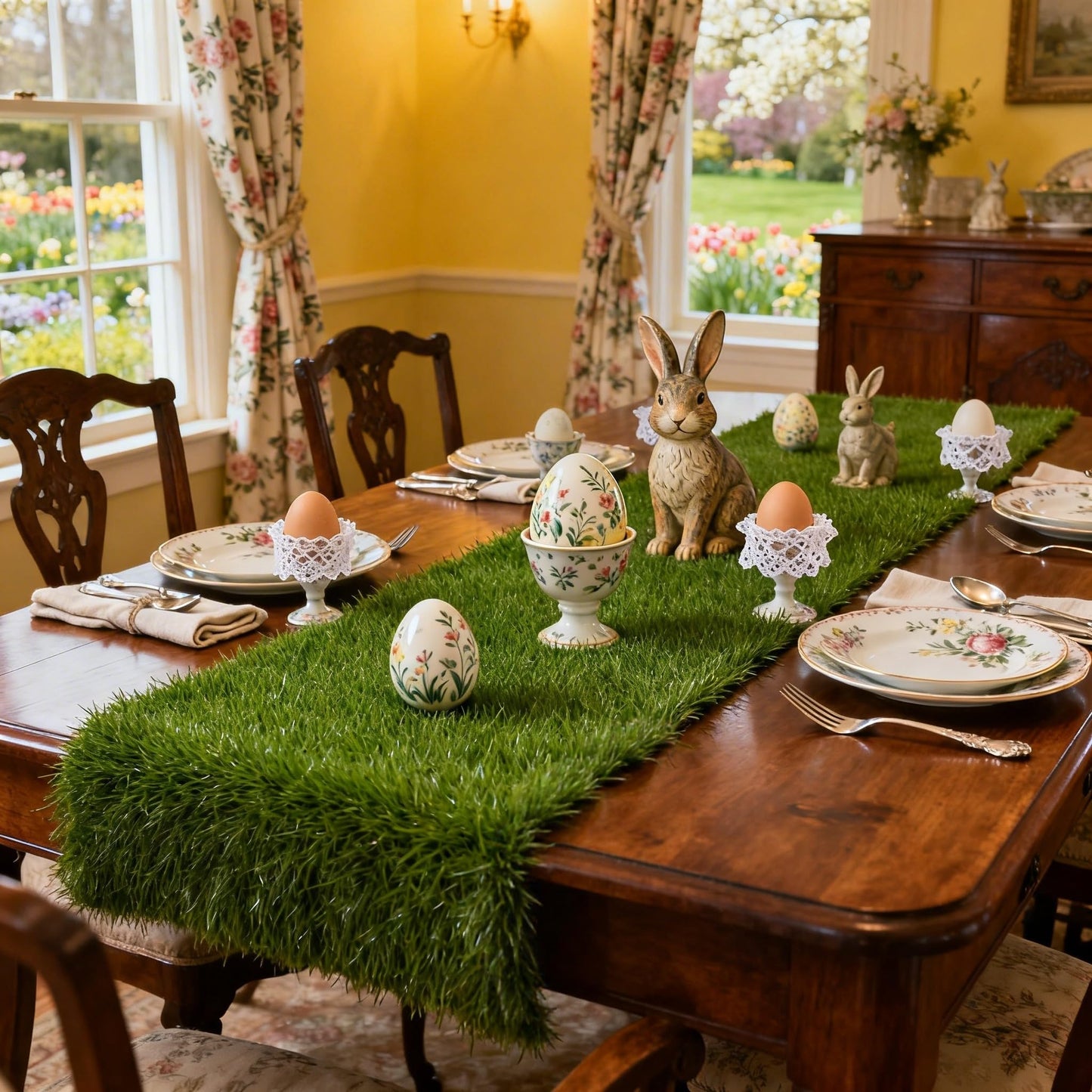 GLOBREEN Artificial Grass Table Runner 36 Inches for Golf Sport Themed Party Table Centerpiece Birthday Baby Shower