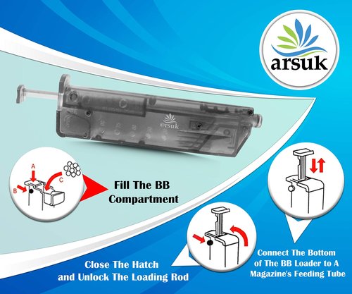 ARSUK Airsoft Fast BB Loader with Adapter ??Quick BB Reloading Tool for 90 Rounds 6mm BB Pellets, Airsoft Magazines Speed Loader ??Fast & Easy Airsoft Tactical Accessory