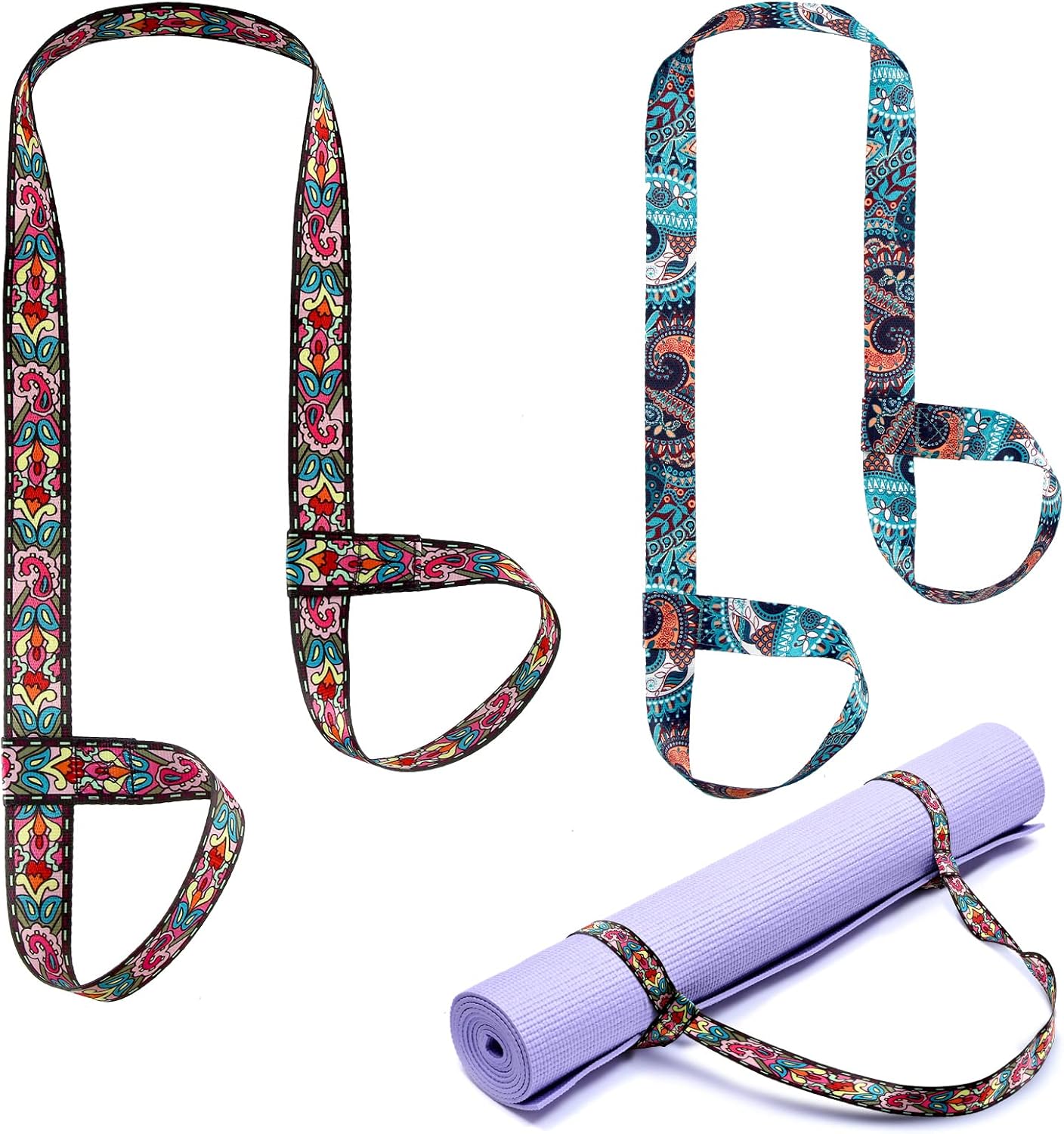2 Pcs Yoga Mat Strap Sling Adjustable Thick Mat Carrier Stretching Strap Yoga Mat Sling Holder Women Stretching Band