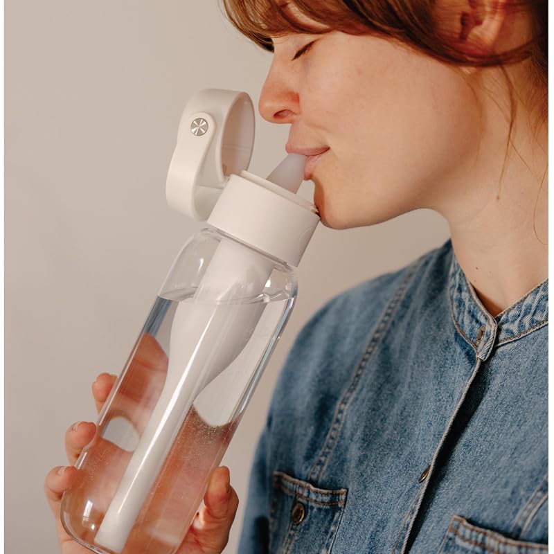 Aquagear 22oz Water Filter Bottle - BPA-Free, Removes Chlorine & Forever Chemicals (PFOA/PFOS) - 40 Gallon Filter Life - White