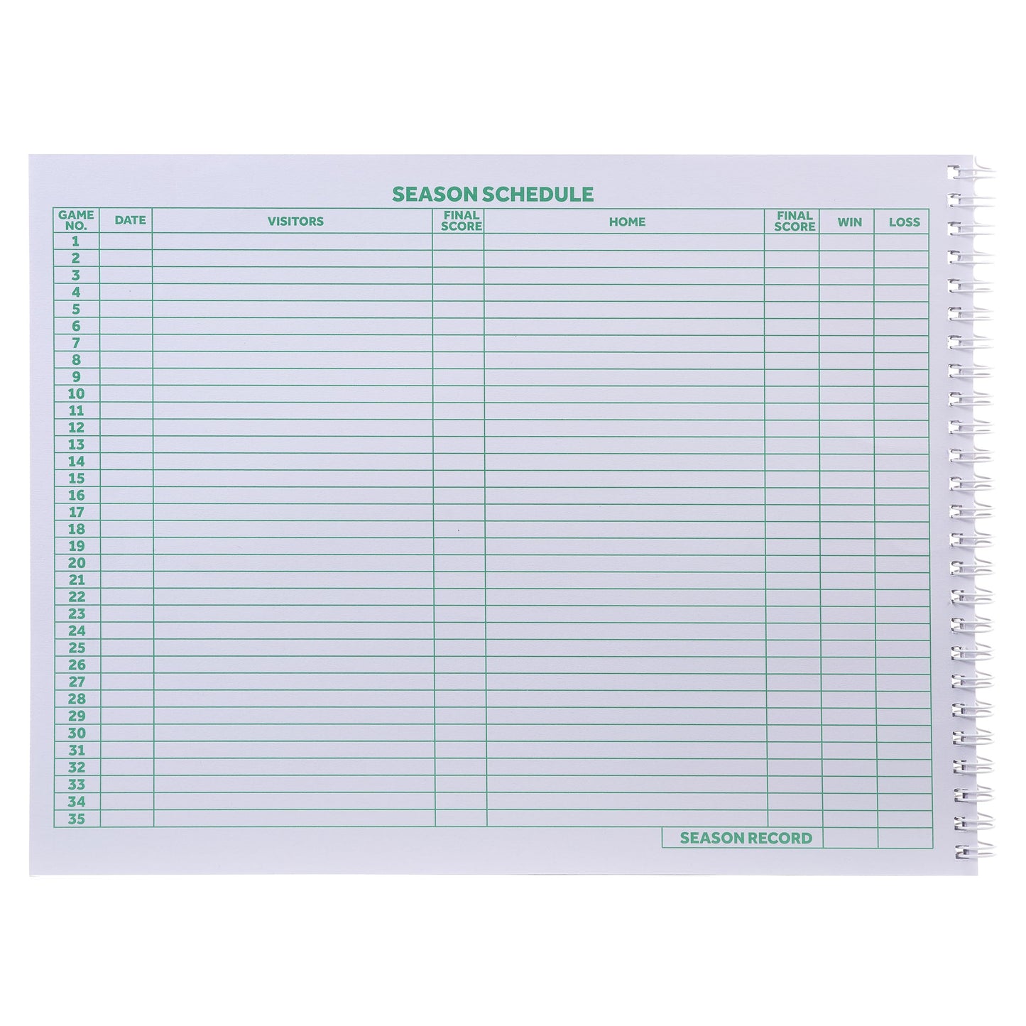 Murray Sporting Goods Classic Basketball Scorebook - 35 Games Green Score Keeper Book | Stat Tracker Scoresbook for Youth Basketball (1)